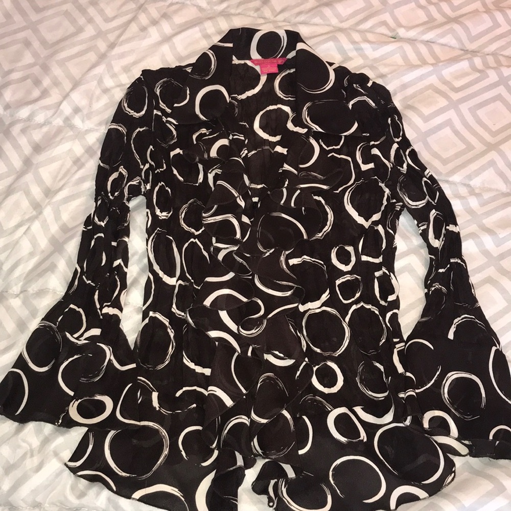🌸4x20 🌸SUNNY LEIGH SHEER PRINT L-SLEEVE BLOUSE S
